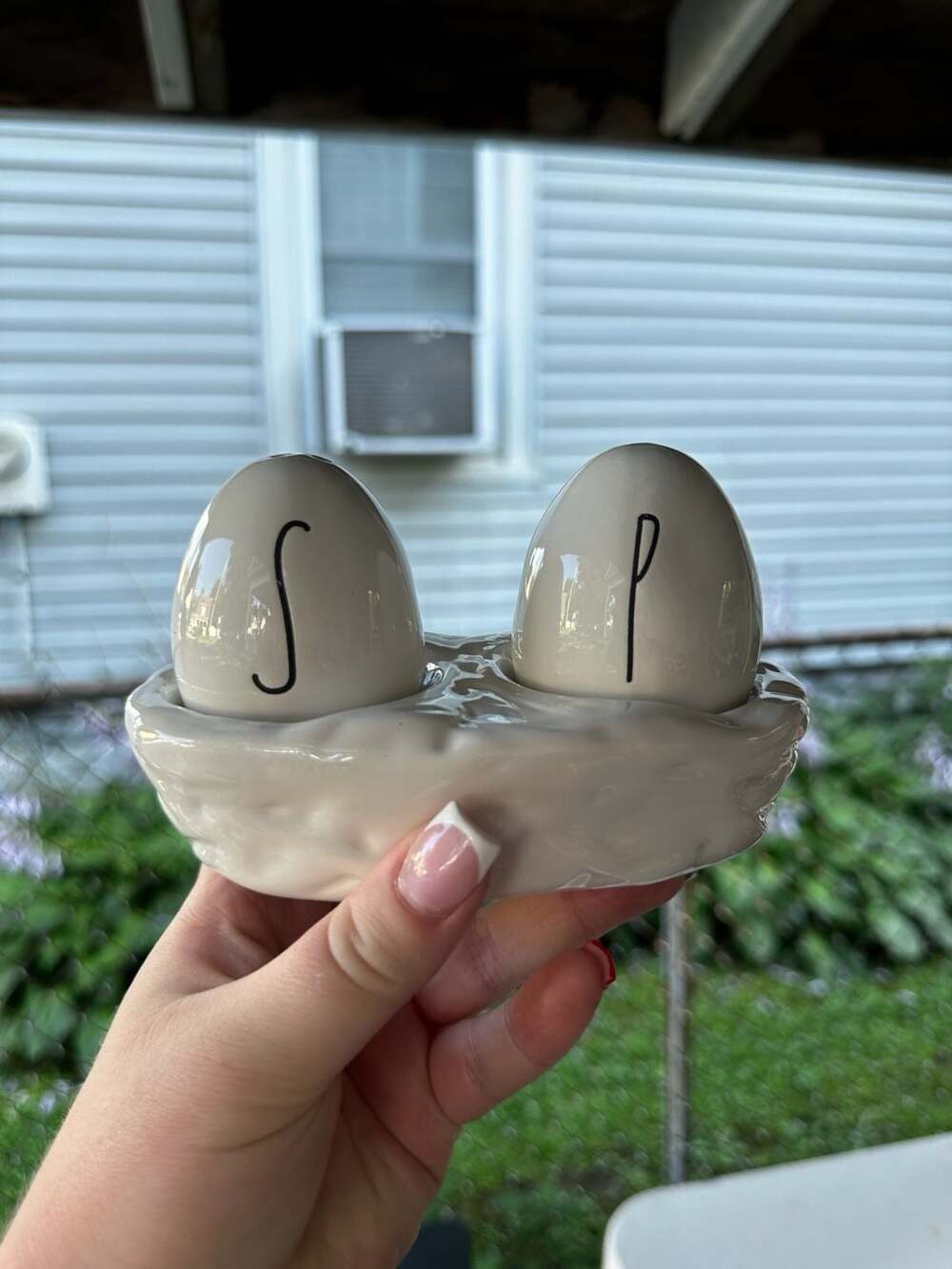 NEW Rae Dunn Artisan Collection White Egg Shaped Salt & Pepper Shakers